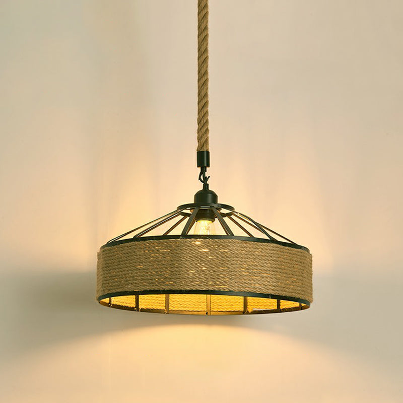 1-Light Pendant Light Antique Hemp Rope Hanging Light Fixture in Brown for Restaurant Brown C Clearhalo 'Ceiling Lights' 'Pendant Lights' 'Pendants' Lighting' 2227982_df72e98e-e772-4079-9ba0-b6d4f216a717