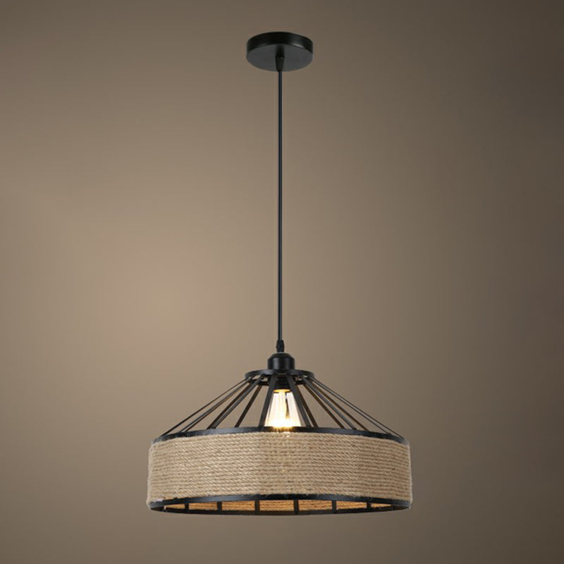 Rustic Style Wrapped Hanging Light 1 Bulb Hemp Rope Pendant Light Fixture in Brown Brown D Clearhalo 'Ceiling Lights' 'Lighting' 'Pendant Lights' 2227986_52e46878-a8ea-4e2f-b7da-9d4656a94bfd
