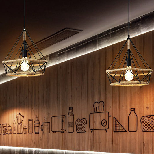 Rustic Style Wrapped Hanging Light 1 Bulb Hemp Rope Pendant Light Fixture in Brown Clearhalo 'Ceiling Lights' 'Lighting' 'Pendant Lights' 2227988_5d94fa19-e0e4-4373-b01f-c60881a4bfde