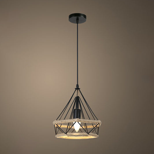 Rustic Style Wrapped Hanging Light 1��Bulb Hemp Rope Pendant Light Fixture in Brown Brown A Clearhalo 'Ceiling Lights' 'Industrial Pendants' 'Industrial' 'Middle Century Pendants' 'Pendant Lights' 'Pendants' 'Tiffany' Lighting' 2227989