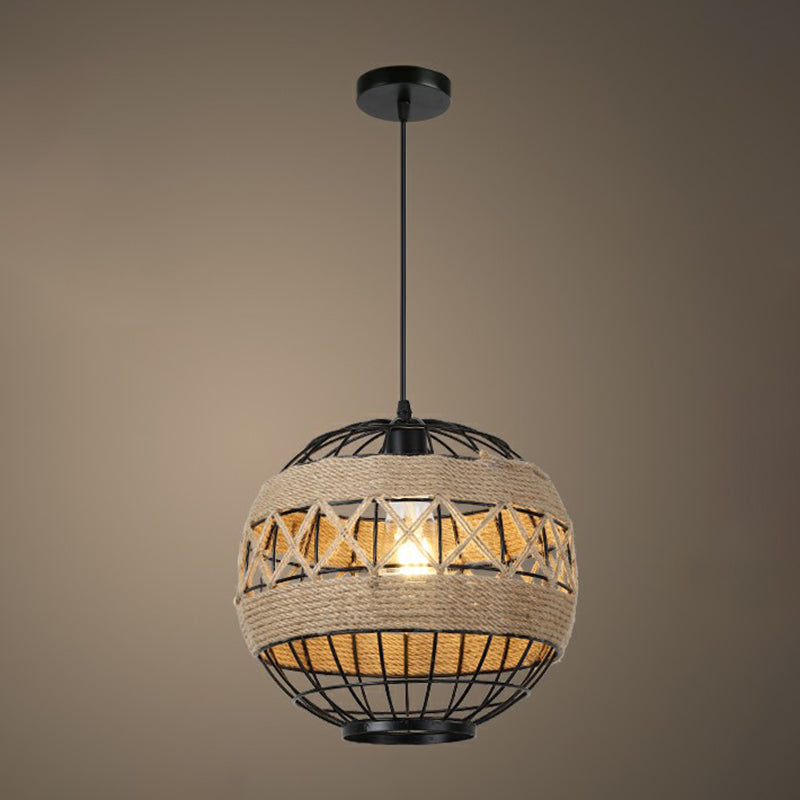 Rustic Style Wrapped Hanging Light 1 Bulb Hemp Rope Pendant Light Fixture in Brown Brown B Clearhalo 'Ceiling Lights' 'Lighting' 'Pendant Lights' 2227993_ae89b162-7435-47bb-97ba-d539b781b74a