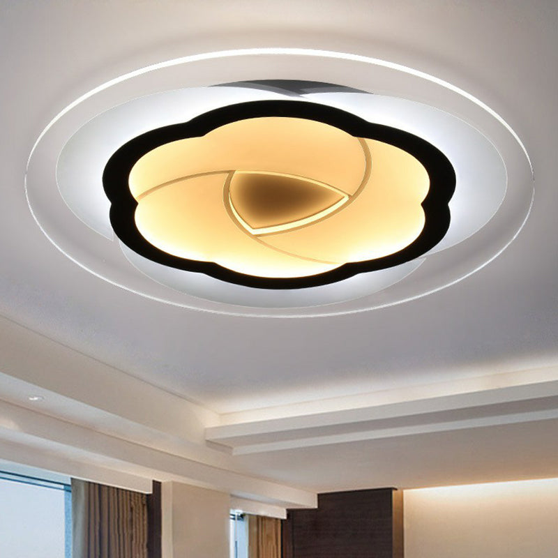Clear Floral Flush Light Modern Style Metallic LED Flush Ceiling Light Fixture for Living Room Clear Inner Warm Outer White Clearhalo 'Ceiling Lights' 'Close To Ceiling Lights' 'Close to ceiling' 'Flush mount' Lighting' 2228016