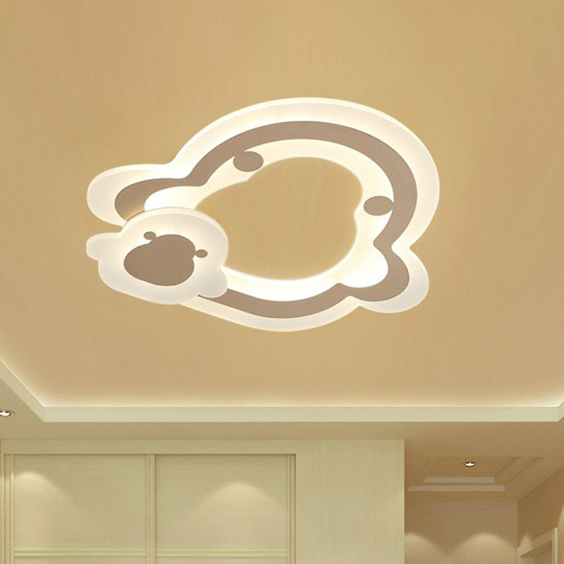 Ultra-Thin Acrylic Flush Mount Lighting Minimalist White LED Flush Mount Fixture for Kids Bedroom White Penguin Clearhalo 'Ceiling Lights' 'Close To Ceiling Lights' 'Close to ceiling' 'Flush mount' Lighting' 2228050