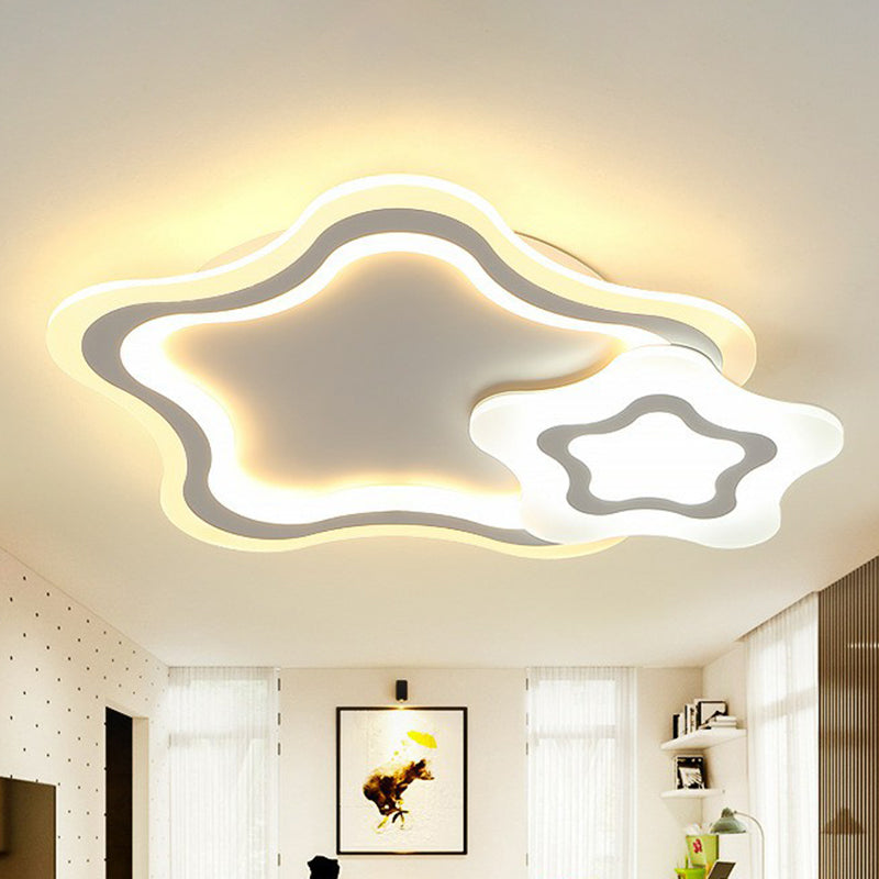 Ultra-Thin Acrylic Flush Mount Lighting Minimalist White LED Flush Mount Fixture for Kids Bedroom White Star Clearhalo 'Ceiling Lights' 'Close To Ceiling Lights' 'Close to ceiling' 'Flush mount' Lighting' 2228051