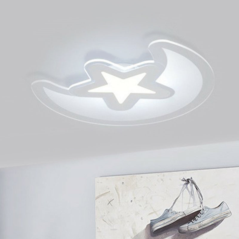 Clear Crescent and Star LED Flush Mount Modern Acrylic Flushmount Ceiling Light for Kindergarten Clear White Clearhalo 'Ceiling Lights' 'Close To Ceiling Lights' 'Close to ceiling' 'Flush mount' Lighting' 2228052