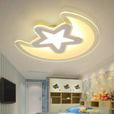 Clear Crescent and Star LED Flush Mount Modern Acrylic Flushmount Ceiling Light for Kindergarten Clear Neutral (3500 - 4099 K) Clearhalo 'Ceiling Lights' 'Close To Ceiling Lights' 'Close to ceiling' 'Flush mount' Lighting' 2228054