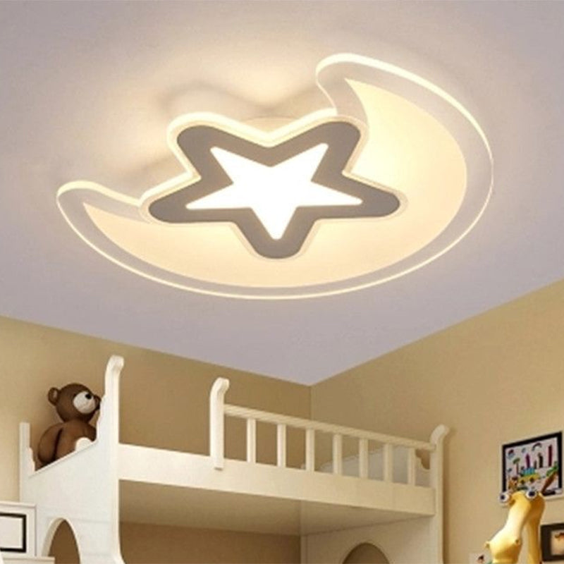 Clear Crescent and Star LED Flush Mount Modern Acrylic Flushmount Ceiling Light for Kindergarten Clearhalo 'Ceiling Lights' 'Close To Ceiling Lights' 'Close to ceiling' 'Flush mount' Lighting' 2228055