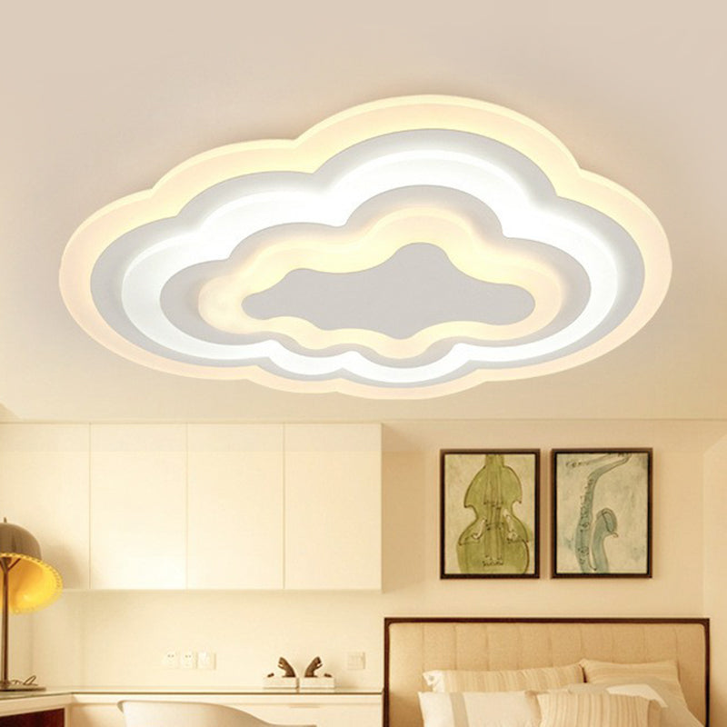 Cloud Kids Bedroom Flush Ceiling Light Acrylic Contemporary LED Flush Mount Lighting Fixture in White White 2 Color Clearhalo 'Ceiling Lights' 'Close To Ceiling Lights' 'Close to ceiling' 'Flush mount' Lighting' 2228085