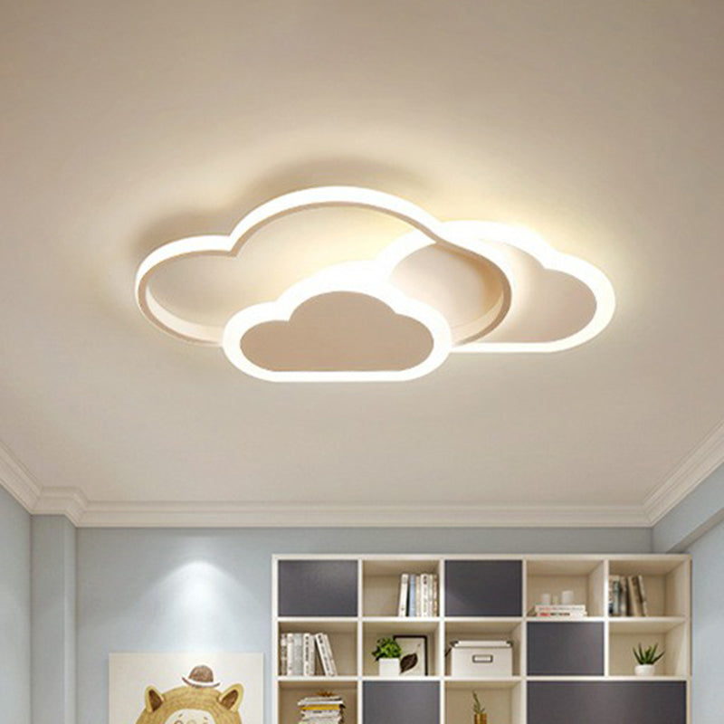 Metallic Cloud Flush Mount Lighting Minimalist White LED Flush Mount Fixture for Kids Bedroom White White Clearhalo 'Ceiling Lights' 'Close To Ceiling Lights' 'Close to ceiling' 'Flush mount' Lighting' 2228088