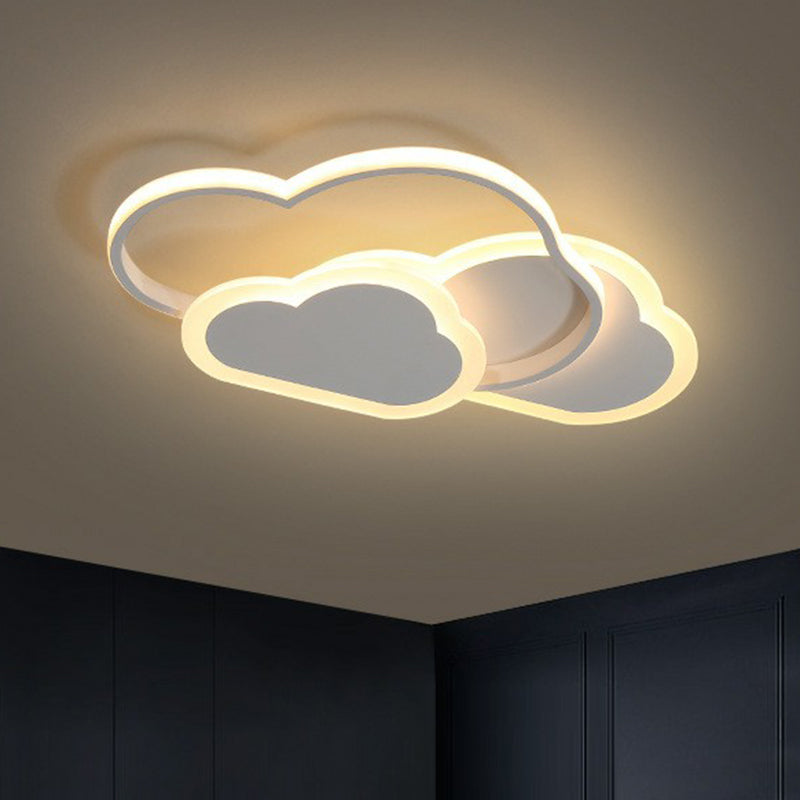 Metallic Cloud Flush Mount Lighting Minimalist White LED Flush Mount Fixture for Kids Bedroom White Warm Clearhalo 'Ceiling Lights' 'Close To Ceiling Lights' 'Close to ceiling' 'Flush mount' Lighting' 2228089