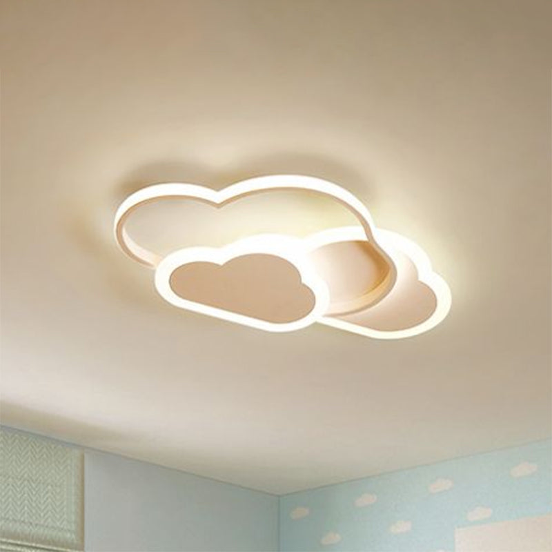 Metallic Cloud Flush Mount Lighting Minimalist White LED Flush Mount Fixture for Kids Bedroom Clearhalo 'Ceiling Lights' 'Close To Ceiling Lights' 'Close to ceiling' 'Flush mount' Lighting' 2228090