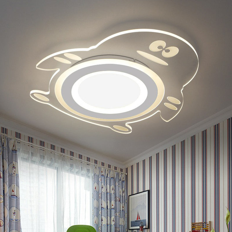 Cartoon Penguin LED Flush Mount Light Acrylic Bedroom Flush Mount Ceiling Light in Clear Clear Inner White Outer Warm Clearhalo 'Ceiling Lights' 'Close To Ceiling Lights' 'Close to ceiling' 'Flush mount' Lighting' 2228133