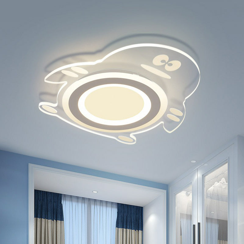 Cartoon Penguin LED Flush Mount Light Acrylic Bedroom Flush Mount Ceiling Light in Clear Clear Remote Control Stepless Dimming Clearhalo 'Ceiling Lights' 'Close To Ceiling Lights' 'Close to ceiling' 'Flush mount' Lighting' 2228135