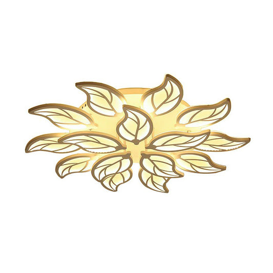 Leaf LED Semi Flush Light Simplicity Acrylic Living Room Ceiling Flush Mount in White Clearhalo 'Ceiling Lights' 'Close To Ceiling Lights' 'Close to ceiling' 'Semi-flushmount' Lighting' 2228161