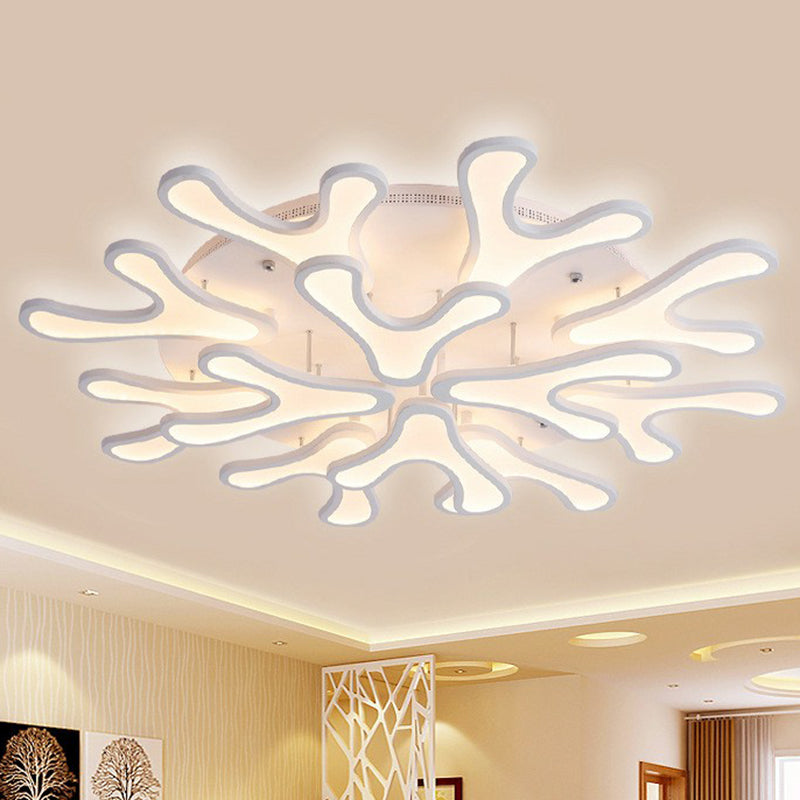 Acrylic Coral LED Semi Flush Lighting Modern Style White Ceiling Mounted Light Fixture Clearhalo 'Ceiling Lights' 'Close To Ceiling Lights' 'Close to ceiling' 'Semi-flushmount' Lighting' 2228165