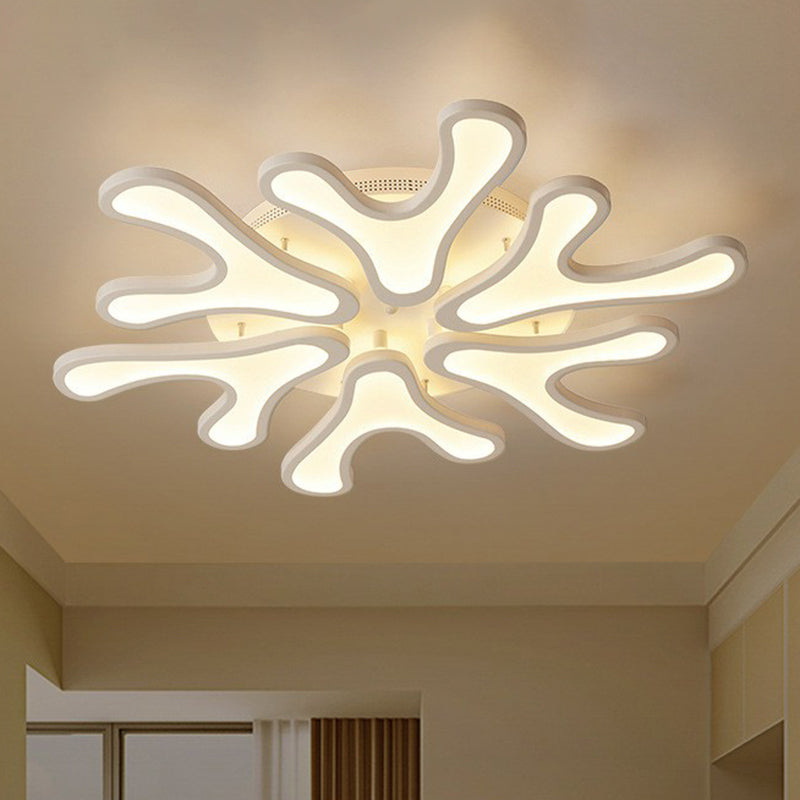 Acrylic Coral LED Semi Flush Lighting Modern Style White Ceiling Mounted Light Fixture 6 White Clearhalo 'Ceiling Lights' 'Close To Ceiling Lights' 'Close to ceiling' 'Semi-flushmount' Lighting' 2228166