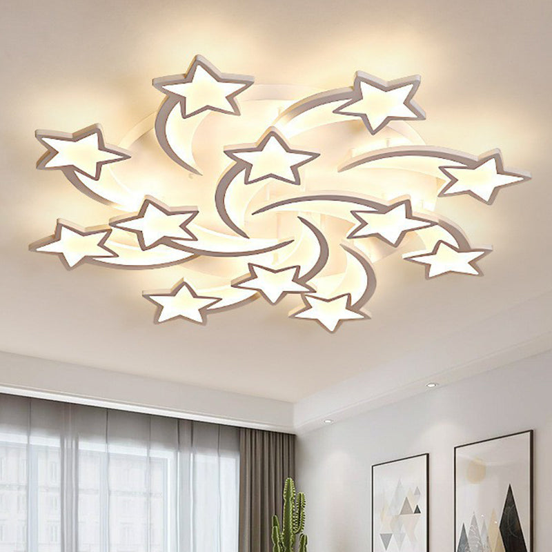 Swirling Star Acrylic Ceiling Mounted Light Minimalist White LED Semi Flush Mount for Living Room Clearhalo 'Ceiling Lights' 'Close To Ceiling Lights' 'Close to ceiling' 'Semi-flushmount' Lighting' 2228168
