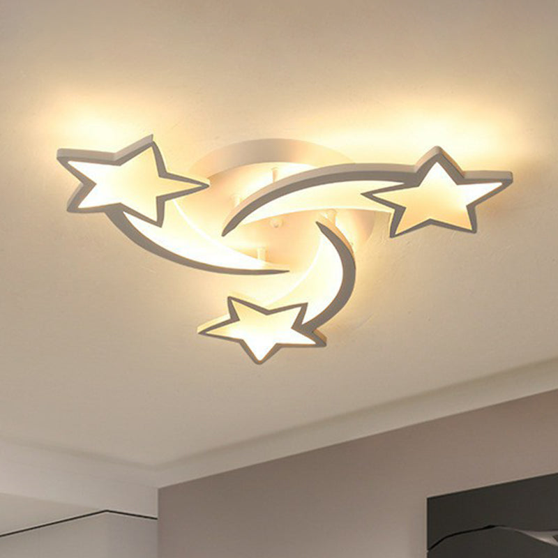 Swirling Star Acrylic Ceiling Mounted Light Minimalist White LED Semi Flush Mount for Living Room 3 White Clearhalo 'Ceiling Lights' 'Close To Ceiling Lights' 'Close to ceiling' 'Semi-flushmount' Lighting' 2228169