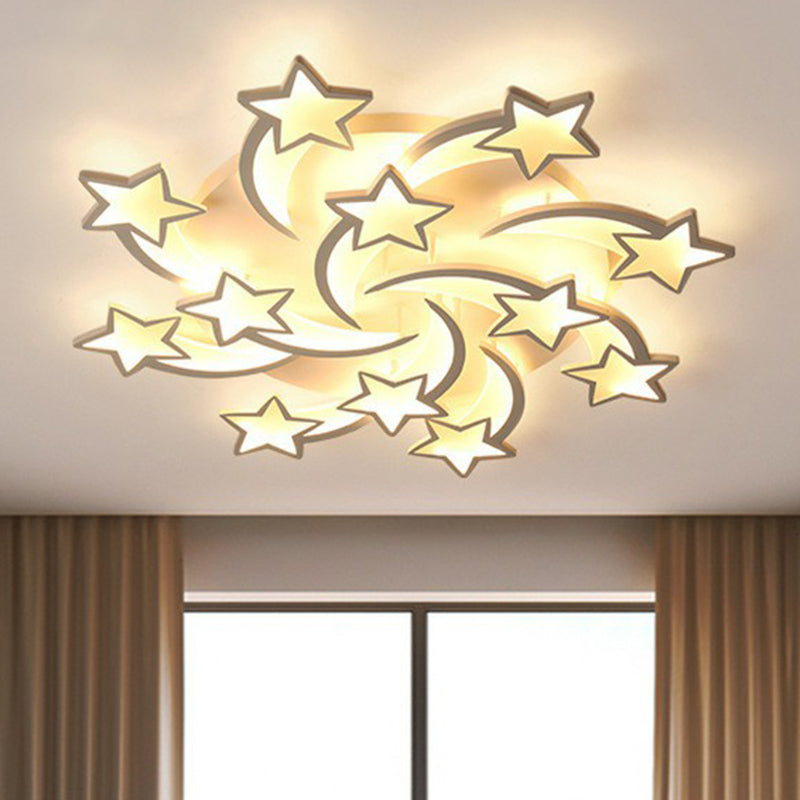 Swirling Star Acrylic Ceiling Mounted Light Minimalist White LED Semi Flush Mount for Living Room 12 White Clearhalo 'Ceiling Lights' 'Close To Ceiling Lights' 'Close to ceiling' 'Semi-flushmount' Lighting' 2228170