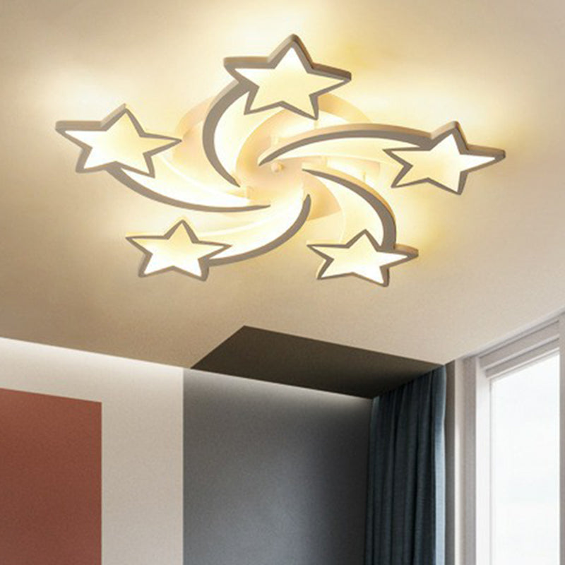 Swirling Star Acrylic Ceiling Mounted Light Minimalist White LED Semi Flush Mount for Living Room 5 White Clearhalo 'Ceiling Lights' 'Close To Ceiling Lights' 'Close to ceiling' 'Semi-flushmount' Lighting' 2228171