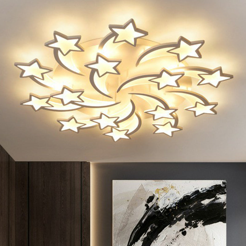 Swirling Star Acrylic Ceiling Mounted Light Minimalist White LED Semi Flush Mount for Living Room 15 White Clearhalo 'Ceiling Lights' 'Close To Ceiling Lights' 'Close to ceiling' 'Semi-flushmount' Lighting' 2228172