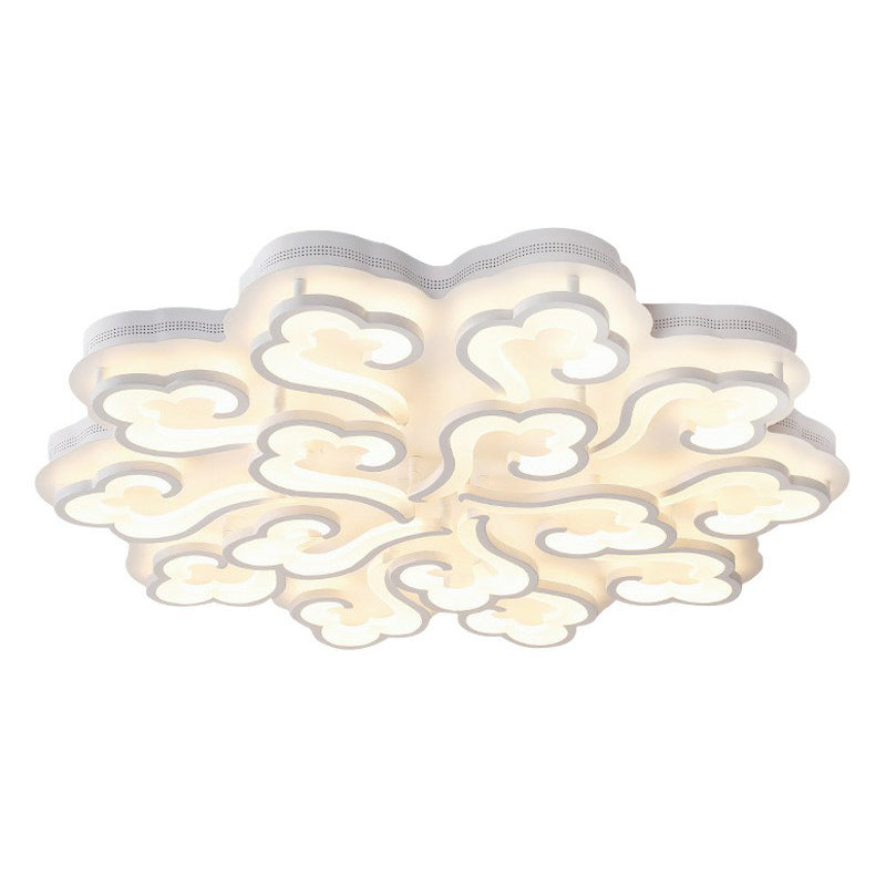 White Auspicious Cloud LED Semi Flush Modern Acrylic Flush Ceiling Light Fixture for Living Room Clearhalo 'Ceiling Lights' 'Close To Ceiling Lights' 'Close to ceiling' 'Semi-flushmount' Lighting' 2228178
