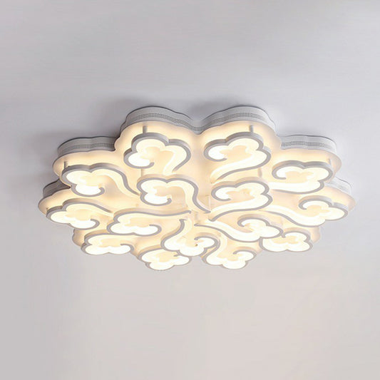 White Auspicious Cloud LED Semi Flush Modern Acrylic Flush Ceiling Light Fixture for Living Room Clearhalo 'Ceiling Lights' 'Close To Ceiling Lights' 'Close to ceiling' 'Semi-flushmount' Lighting' 2228180