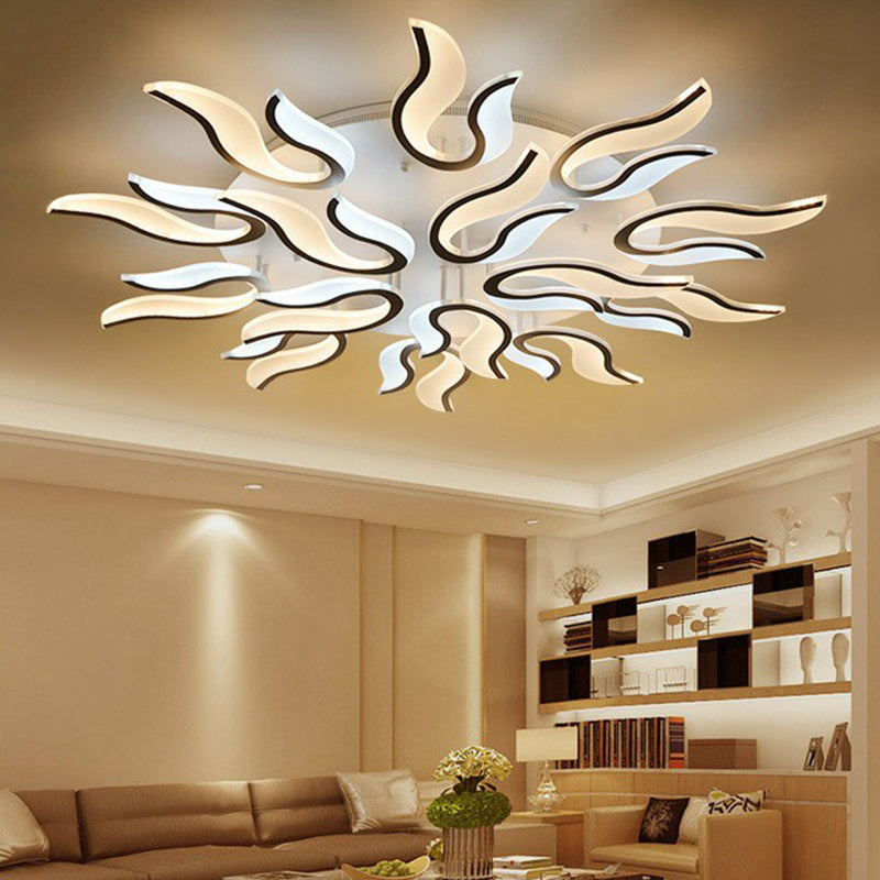 Spark Living Room LED Semi Flush Light Acrylic Nordic Style Ceiling Flush Mount in White 15 White Clearhalo 'Ceiling Lights' 'Close To Ceiling Lights' 'Close to ceiling' 'Semi-flushmount' Lighting' 2228189