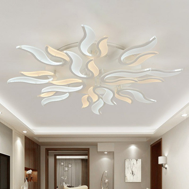 Spark Living Room LED Semi Flush Light Acrylic Nordic Style Ceiling Flush Mount in White 12 White Clearhalo 'Ceiling Lights' 'Close To Ceiling Lights' 'Close to ceiling' 'Semi-flushmount' Lighting' 2228192
