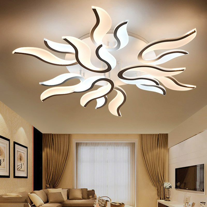 Spark Living Room LED Semi Flush Light Acrylic Nordic Style Ceiling Flush Mount in White 9 White Clearhalo 'Ceiling Lights' 'Close To Ceiling Lights' 'Close to ceiling' 'Semi-flushmount' Lighting' 2228193
