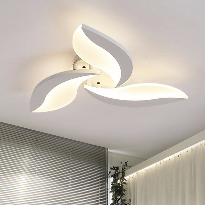 Simple Style Leaf LED Semi Flush Lighting Acrylic Living Room Ceiling Mounted Light Fixture in White 3 White Clearhalo 'Ceiling Lights' 'Close To Ceiling Lights' 'Close to ceiling' 'Semi-flushmount' Lighting' 2228199
