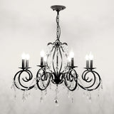 Modern 6/8 Bulbs Chandelier Lamp Black Candle Pendant Light Fixture with Crystal Shade Clearhalo 'Ceiling Lights' 'Chandeliers' 'Modern Chandeliers' 'Modern' Lighting' 222819