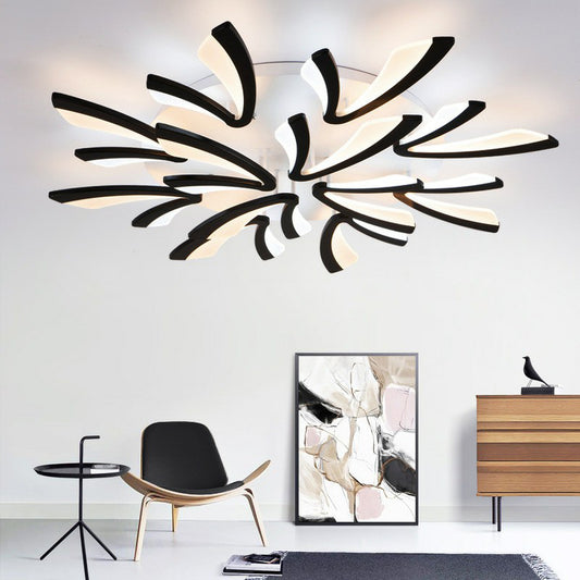 Dandelion Ceiling Mounted Light Minimalist Acrylic Living Room LED Semi Flush Mount in White 12 White Warm Clearhalo 'Ceiling Lights' 'Close To Ceiling Lights' 'Close to ceiling' 'Semi-flushmount' Lighting' 2228201