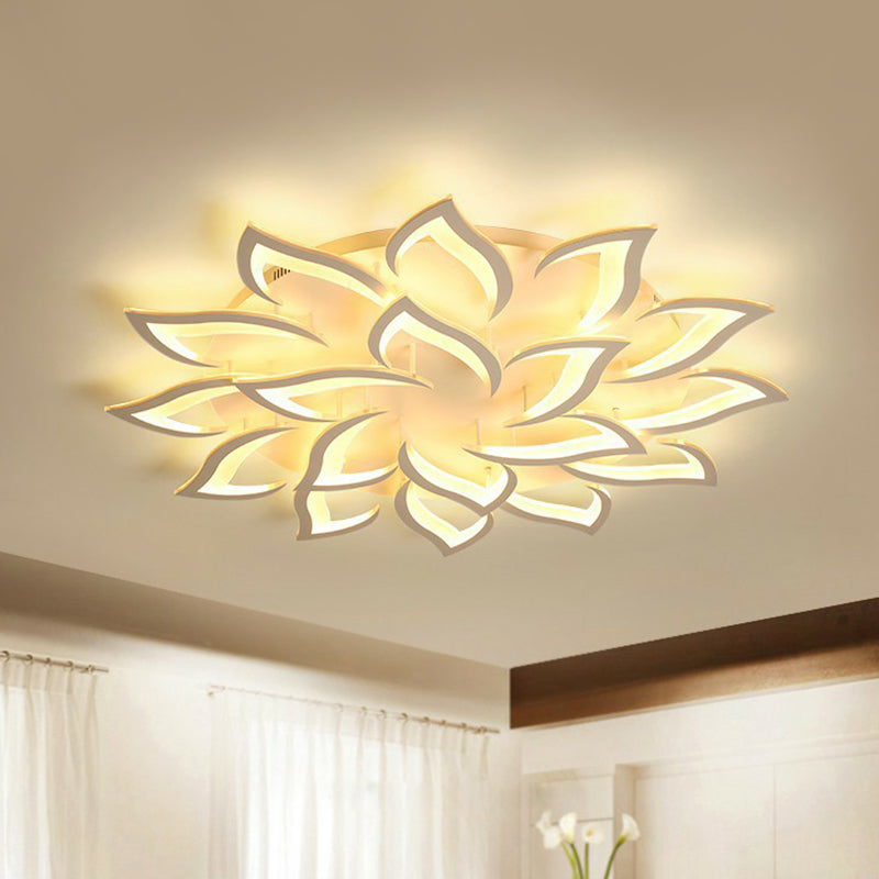 Blossom Acrylic Flush Mount Light Contemporary White LED Semi Flush Ceiling Light for Living Room 18 White Warm Clearhalo 'Ceiling Lights' 'Close To Ceiling Lights' 'Close to ceiling' 'Semi-flushmount' Lighting' 2228214