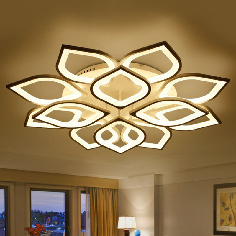 Petal Living Room LED Semi Flush Light Acrylic Simplicity Ceiling Flush Mount in White Clearhalo 'Ceiling Lights' 'Close To Ceiling Lights' 'Close to ceiling' 'Semi-flushmount' Lighting' 2228218