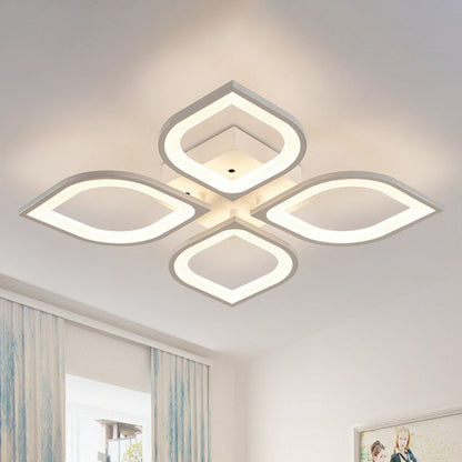 Petal Living Room LED Semi Flush Light Acrylic Simplicity Ceiling Flush Mount in White 4 White Clearhalo 'Ceiling Lights' 'Close To Ceiling Lights' 'Close to ceiling' 'Semi-flushmount' Lighting' 2228221