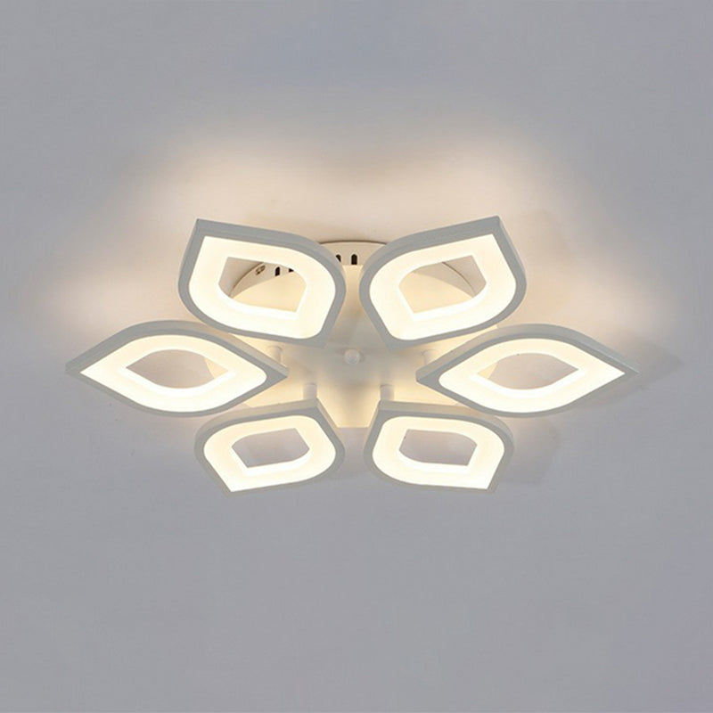 Petal Living Room LED Semi Flush Light Acrylic Simplicity Ceiling Flush Mount in White 6 White Clearhalo 'Ceiling Lights' 'Close To Ceiling Lights' 'Close to ceiling' 'Semi-flushmount' Lighting' 2228222