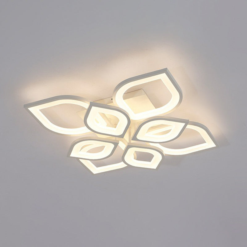 Petal Living Room LED Semi Flush Light Acrylic Simplicity Ceiling Flush Mount in White 8 White Clearhalo 'Ceiling Lights' 'Close To Ceiling Lights' 'Close to ceiling' 'Semi-flushmount' Lighting' 2228223