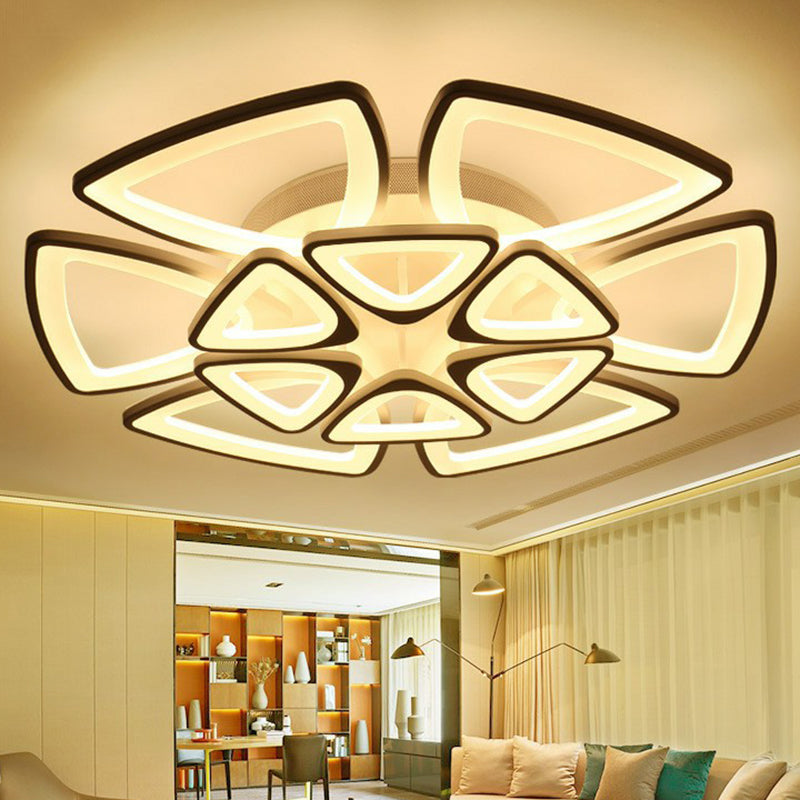 Modern Style Flower LED Semi Flush Lighting Acrylic Living Room Ceiling Mounted Light Fixture in White Clearhalo 'Ceiling Lights' 'Close To Ceiling Lights' 'Close to ceiling' 'Semi-flushmount' Lighting' 2228225