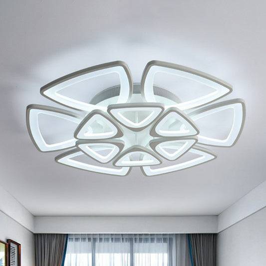 Modern Style Flower LED Semi Flush Lighting Acrylic Living Room Ceiling Mounted Light Fixture in White 12 White Third Gear Clearhalo 'Ceiling Lights' 'Close To Ceiling Lights' 'Close to ceiling' 'Semi-flushmount' Lighting' 2228226