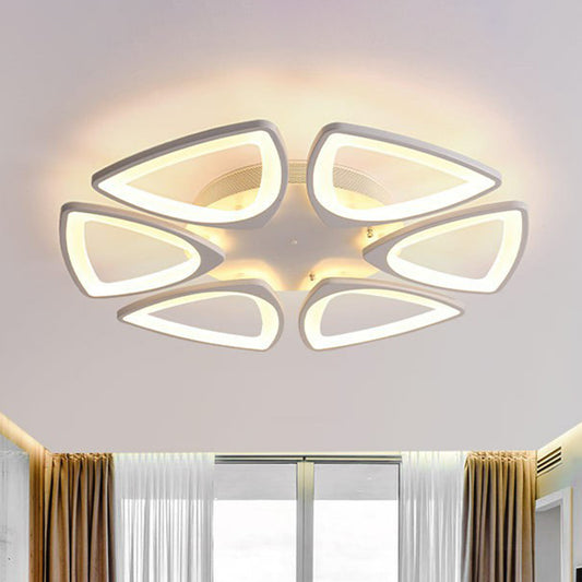Modern Style Flower LED Semi Flush Lighting Acrylic Living Room Ceiling Mounted Light Fixture in White 6 White Clearhalo 'Ceiling Lights' 'Close To Ceiling Lights' 'Close to ceiling' 'Semi-flushmount' Lighting' 2228227