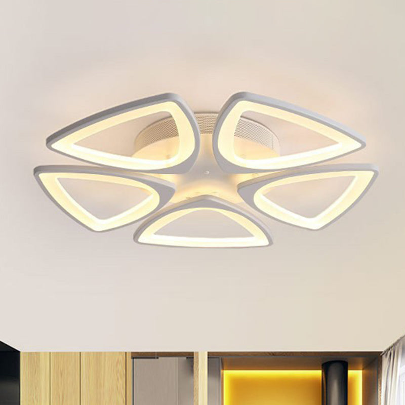 Modern Style Flower LED Semi Flush Lighting Acrylic Living Room Ceiling Mounted Light Fixture in White 5 White Clearhalo 'Ceiling Lights' 'Close To Ceiling Lights' 'Close to ceiling' 'Semi-flushmount' Lighting' 2228228