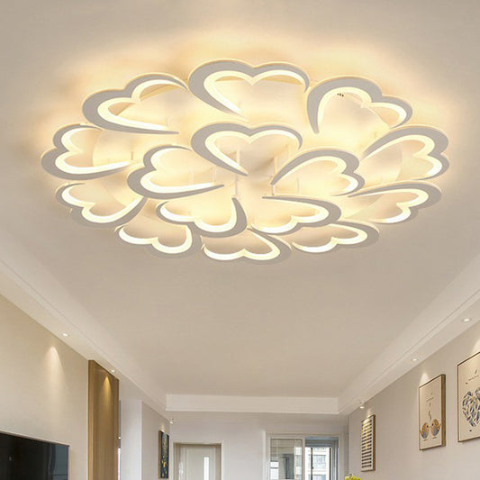 Floral Ceiling Mounted Light Minimalist Acrylic Living Room LED Semi Flush Mount in White 15 White Clearhalo 'Ceiling Lights' 'Close To Ceiling Lights' 'Close to ceiling' 'Semi-flushmount' Lighting' 2228229