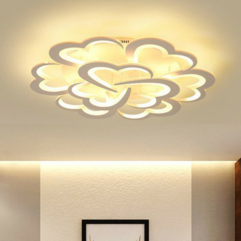 Floral Ceiling Mounted Light Minimalist Acrylic Living Room LED Semi Flush Mount in White 9 White Clearhalo 'Ceiling Lights' 'Close To Ceiling Lights' 'Close to ceiling' 'Semi-flushmount' Lighting' 2228230