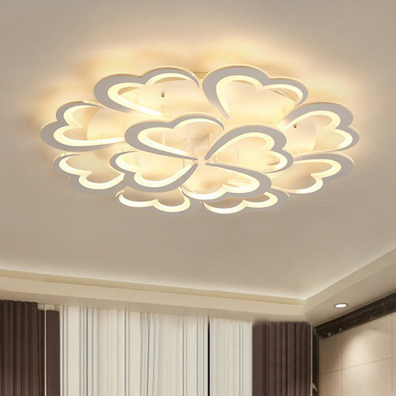 Floral Ceiling Mounted Light Minimalist Acrylic Living Room LED Semi Flush Mount in White 12 White Clearhalo 'Ceiling Lights' 'Close To Ceiling Lights' 'Close to ceiling' 'Semi-flushmount' Lighting' 2228231
