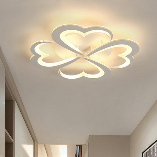 Floral Ceiling Mounted Light Minimalist Acrylic Living Room LED Semi Flush Mount in White 4 White Clearhalo 'Ceiling Lights' 'Close To Ceiling Lights' 'Close to ceiling' 'Semi-flushmount' Lighting' 2228232