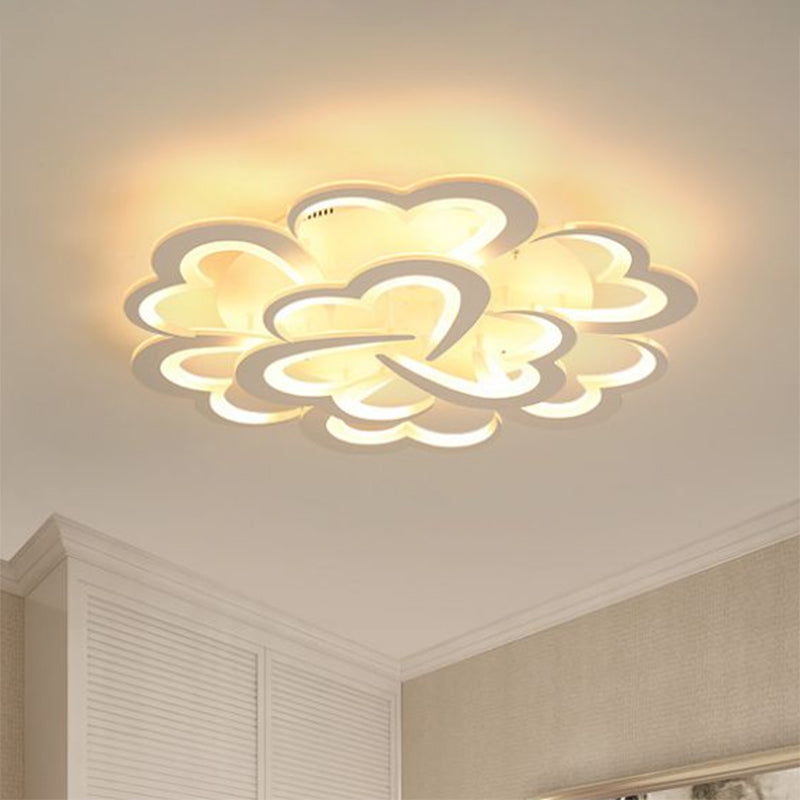 Floral Ceiling Mounted Light Minimalist Acrylic Living Room LED Semi Flush Mount in White Clearhalo 'Ceiling Lights' 'Close To Ceiling Lights' 'Close to ceiling' 'Semi-flushmount' Lighting' 2228233