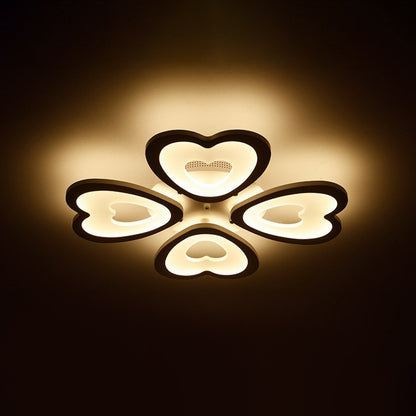 Acrylic Heart LED Semi Flush Modern White Flush Ceiling Light Fixture for Living Room 4 White Clearhalo 'Ceiling Lights' 'Close To Ceiling Lights' 'Close to ceiling' 'Semi-flushmount' Lighting' 2228238