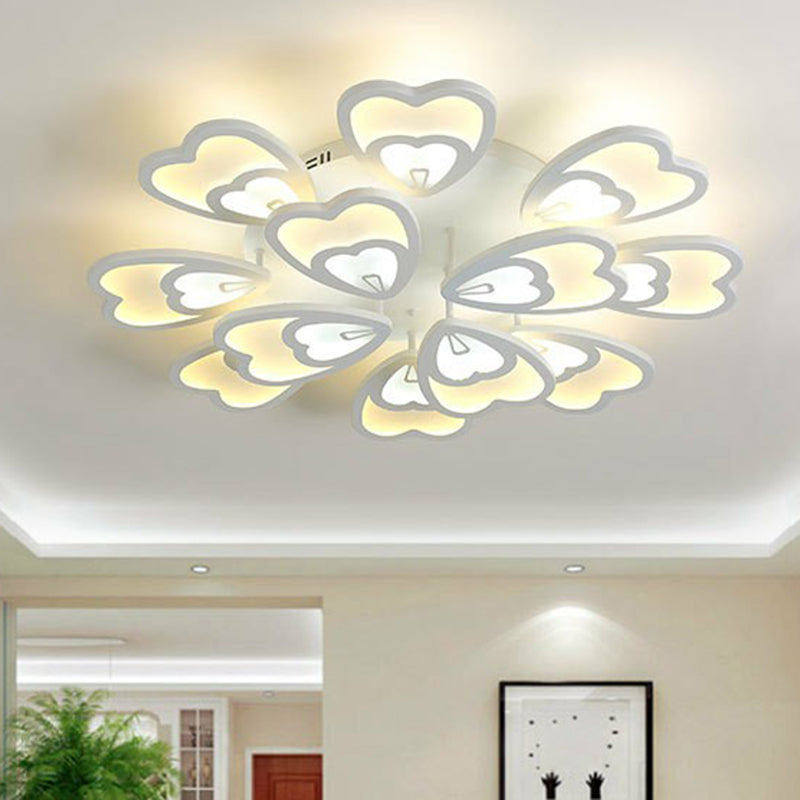 Flower Acrylic Flush Mount Light Contemporary White LED Semi Flush Ceiling Light for Living Room 12 White Clearhalo 'Ceiling Lights' 'Close To Ceiling Lights' 'Close to ceiling' 'Semi-flushmount' Lighting' 2228239