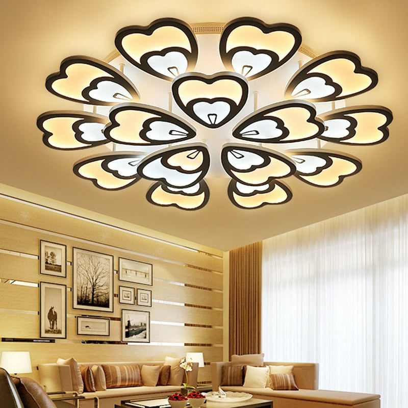 Flower Acrylic Flush Mount Light Contemporary White LED Semi Flush Ceiling Light for Living Room 15 White Clearhalo 'Ceiling Lights' 'Close To Ceiling Lights' 'Close to ceiling' 'Semi-flushmount' Lighting' 2228240
